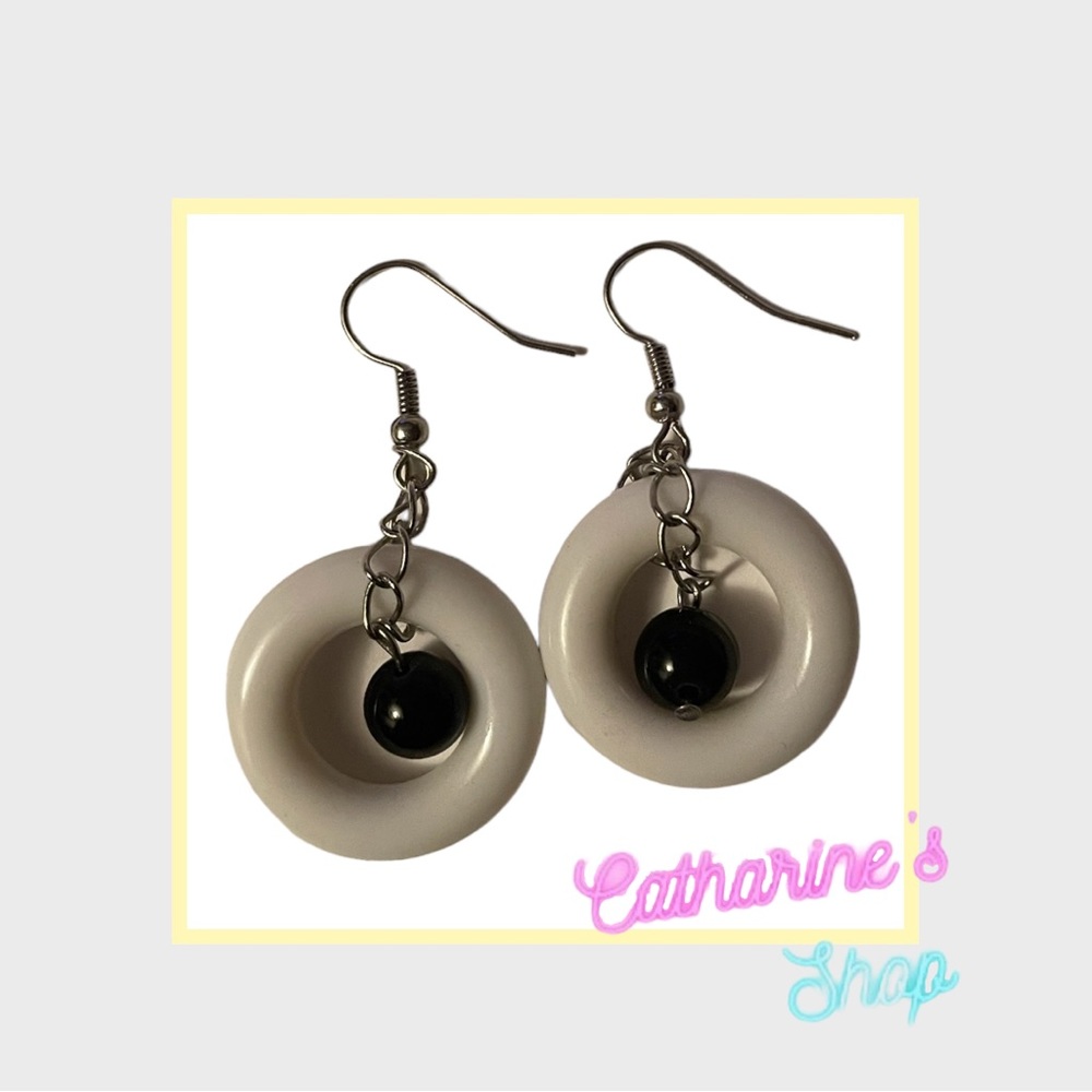 Circle with Bead Earrings